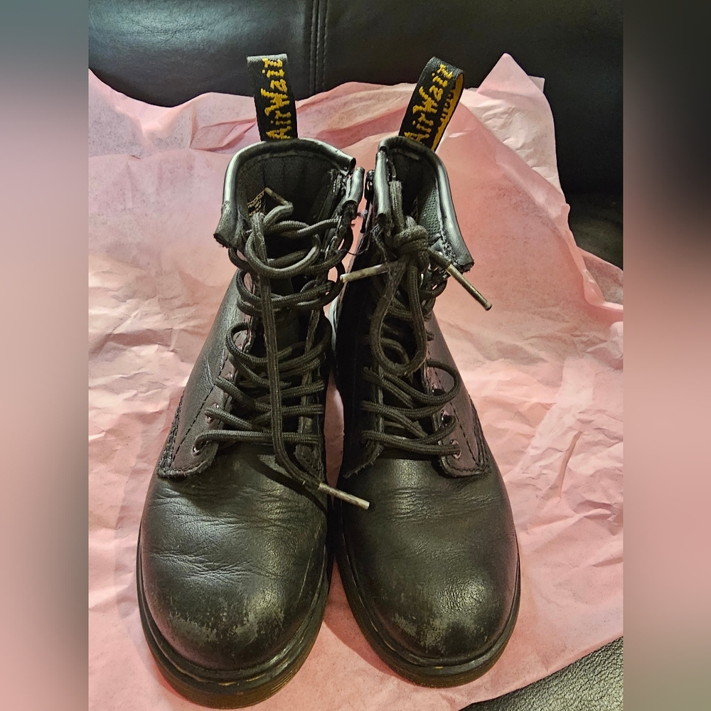 Dr. Martens Delaney Black Lace Up Side Zip Boot Kids Size 11 - Picture 9 of 9